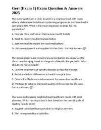 Geriatric Nursing Exam Questions and Answers