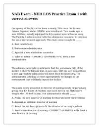 NAB Exam - NHA LOS Practice Exam 1 with correct answers