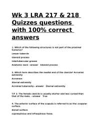 Anatomy Quiz: Proximal Humerus and Shoulder Girdle