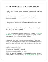 NHA Line of Service with correct answers