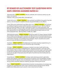 KY BOARD OF AUCTIONEER TEST QUESTIONS WITH 100% VERIFIED ANSWERS RATED A+