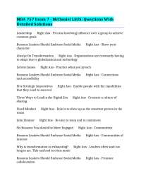 MBA 757 Exam 7 - McDaniel LSUS: Questions With Detailed Solutions