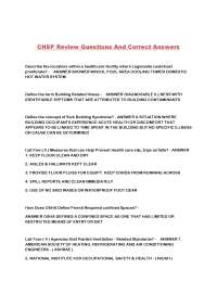 CHSP Review Questions And Correct Answers