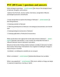 PSY 209 Exam 1 questions and answers