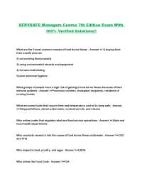 SERVSAFE Managers Course 7th Edition Exam With 100% Verified Solutions!!