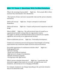 MBA 757 Exam 1: Questions and Answers on Personality, Perception, and Leadership