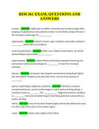 HIM 361 Exam: Urinary System Questions and Answers