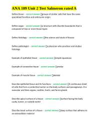 ANA 109 Unit 2 Test: Tissues and Their Functions