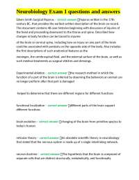 Neurobiology Exam 1 questions and answers