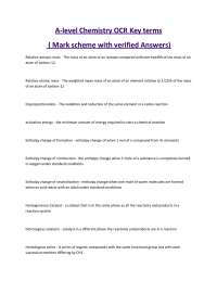 A-Level Chemistry OCR Key Terms: Definitions and Concepts