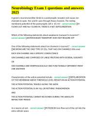 Neurobiology Exam 1: Multiple Choice Questions and Answers