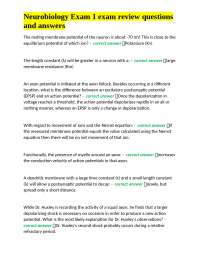 Neurobiology Exam 1 Review Questions and Answers