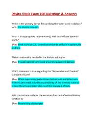 Davita Final: Exam: 100 Verified  Questions & Answers;Updated