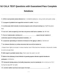 NJ CALA Test Questions and Answers: Comprehensive Guide for Assisted Living Professionals