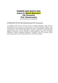 PANIERE QUIZ NUOVO 2025 Metodi Matematici Prof. Scaramuzzino