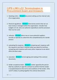 CIPS L3M3 LO1 Terminologies in Procurement: Exam and Answers