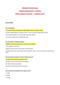 Paniere di fisiologia, esame del I anno scienze biologiche eCampus, prof. Vecchio Fabrizio