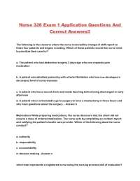 Nurse 326 Exam 1 Application Questions and Answers