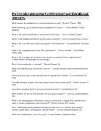 Pennsylvania Emissions Inspector Certification Exam Questions and Answers