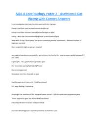 AQA A Level Biology Paper 2 - Questions I Got Wrong with Correct Answers