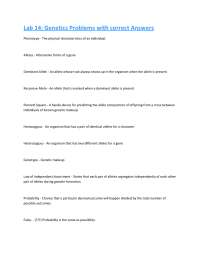 Genetics Problems: A Lab Guide with Answers