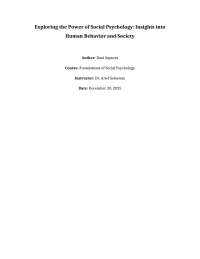 Social Psychology Study Guide: Exploring Human Behavior and Social Influences
