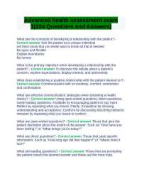 Advanced Health Assessment Exam: Questions and Answers