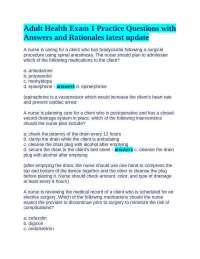 Adult Health Exam 1 Practice Questions with Answers and Rationales