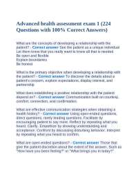 Advanced Health Assessment Exam 1: Questions and Answers