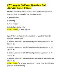 Cardiovascular and Lymphatic System Exam Questions and Answers