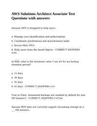 AWS Solutions Architect Associate Test Questions and Answers