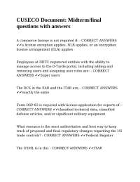US Export Controls: Midterm/Final Exam Questions and Answers