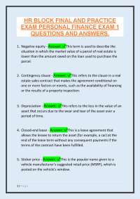 Personal Finance Exam 1: Questions and Answers