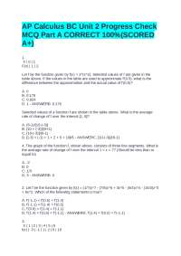 AP Calculus BC Unit 2 Progress Check: Multiple Choice Questions