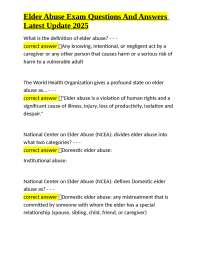 Elder Abuse Exam Questions and Answers: A Comprehensive Guide