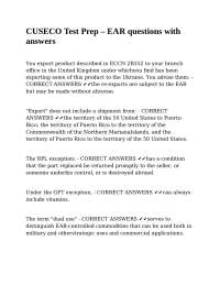 EAR (Export Administration Regulations) Test Prep: Multiple Choice Questions and Answers