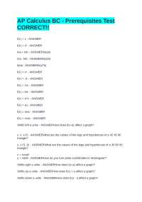 AP Calculus BC Prerequisites Test: A Review of Essential Concepts