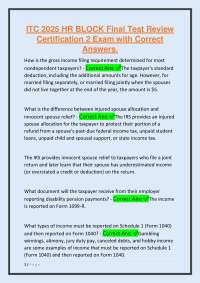 ITC 2025 HR BLOCK Final Test Review: Certification 2 Exam with Correct Answers