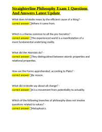 Straighterline Philosophy Exam 1: Key Concepts and Philosophers
