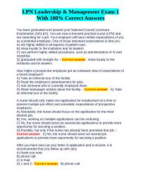 LPN Leadership & Management Exam 1: Multiple Choice Questions and Answers