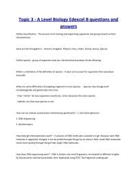 A Level Biology Edexcel B: Classification, Evolution, and Biodiversity