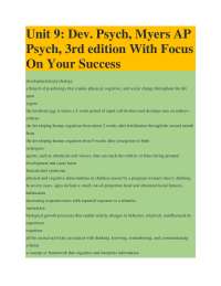 Unit 9: Dev. Psych, Myers AP Psych, 3rd edition With Focus On Your Success