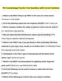 PSI Cosmetology Practice Test Questions with Correct Solutions