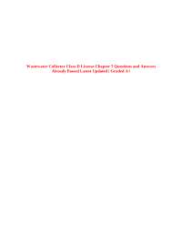 Wastewater Collector Class D License Chapter 7 Questions and Answers