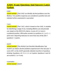 AADC Exam Questions and Answers: Antidepressants and Alcohol Use Disorders