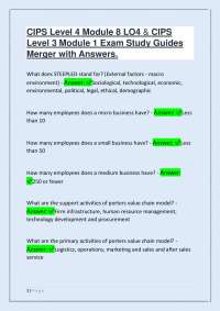 CIPS Level 4 Module 8 LO4 & CIPS Level 3 Module 1 Exam Study Guides Merger with Answers.