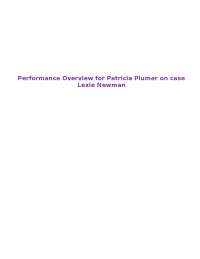 Performance Overview for Patricia Plumer on case Lexie Newman