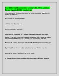 Nur 160 Final Exam Study Guide: Nursing Fundamentals and Patient Care