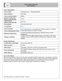 Nursing Practice - Community Health: NSG 3480 Course Syllabus