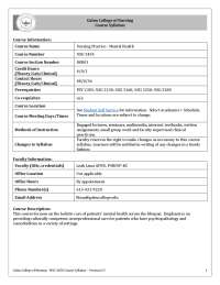 Nursing Practice - Mental Health: NSG 3450 Course Syllabus